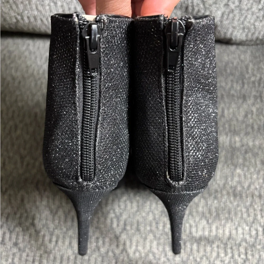Caparros Pavlova Sparkly Black High Bootie Heels Open Toe Womens Size 8